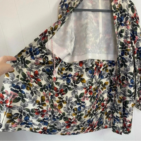VTG Kimono Haori Traditional Japanese Jacket Silk Pattern Colorful Leaf Print OS - Picture 9 of 16